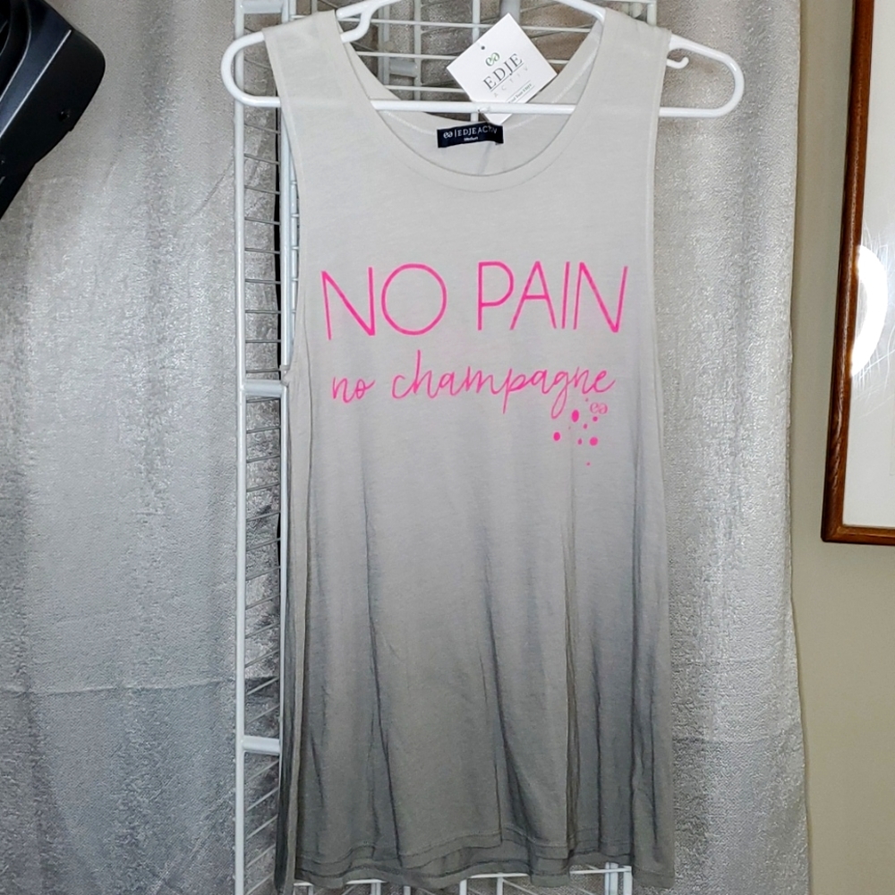 Edje Activ No Pain No Champagne Ombre Tank Top Woman's Size Medium NWT!